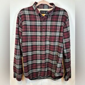 Abercrombie & Fitch Men’s Soft Flannel Shirt XL Burgandy Gray Plaid Button Up